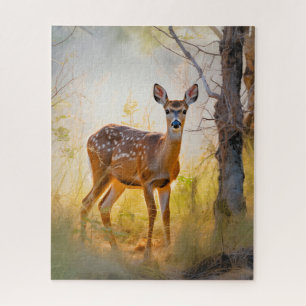 Puzzle Cerfs Élégants dans la Forêt Dessin Naturel