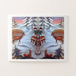Puzzle Cerfs et écureuils Art vintage