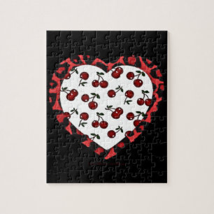 Puzzle Cerises RAB Imprimé Léopard Cœur Rockabilly