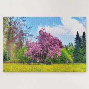 Puzzle Cerisier Violet Sur Fleur Jaune