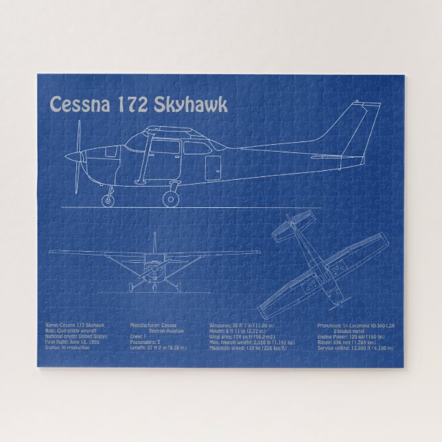 Puzzle Cessna 172 Skyhawk - Plan directeur de l'avion AD (Horizontal)