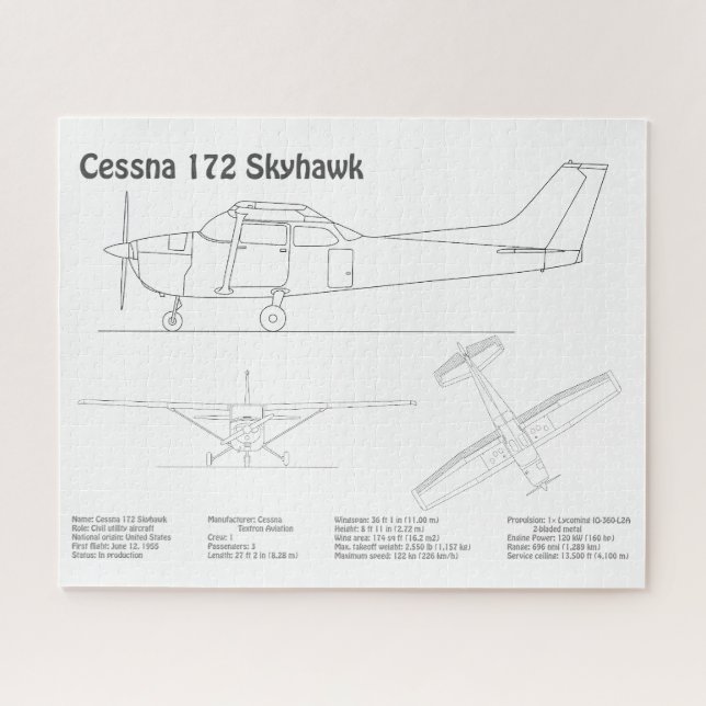 Puzzle Cessna 172 Skyhawk - Plan directeur de l'avion BD (Horizontal)