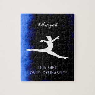 Puzzle Cette Fille Aime La Gymnastique Noir, Bleu, Blanc