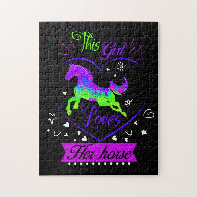 Puzzle Cette Fille Aime Son Cheval Violet (Vertical)