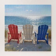 Chaises Adirondack de plage aux couleurs patriotiq