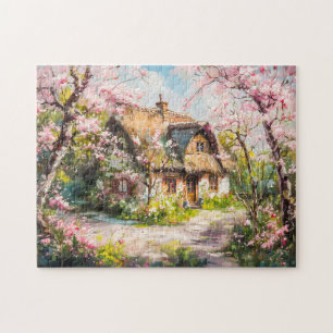 Puzzle Chalet de printemps avec Fruits en fleurs