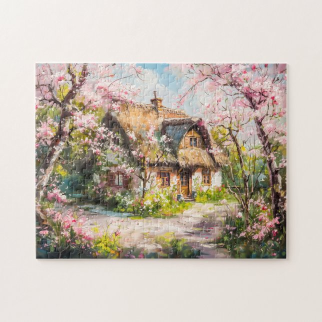 Puzzle Chalet de printemps avec Fruits en fleurs (Horizontal)