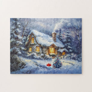 Puzzle Chalet d'hiver cosy avec arbre de Noël