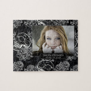 Puzzle Chaleur Rose crâne   Funky Gothic Graduation Photo