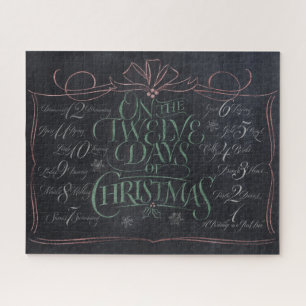 Puzzle Chalkboard Lettering 12 Days of Christmas Chalk