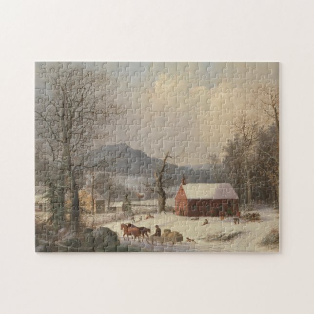 Puzzle Chambre rouge d'école (scène de pays) 1858 (Horizontal)