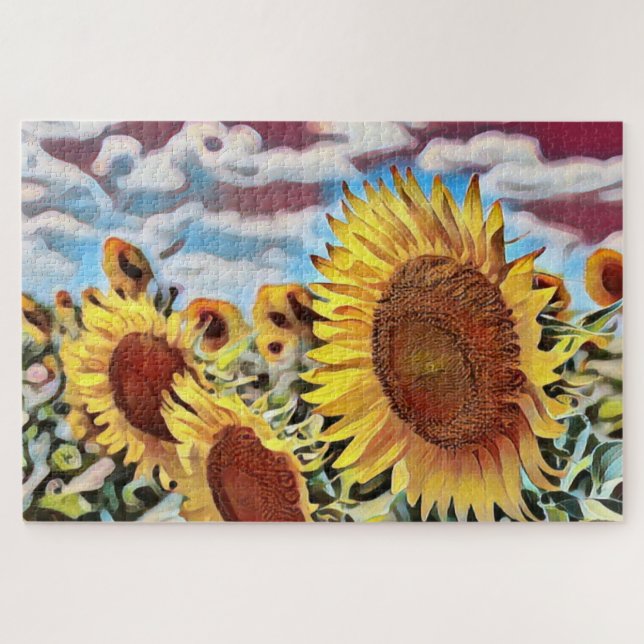 Puzzle Champ artistique des tournesols Art numérique (Horizontal)