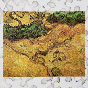 Puzzle Champ avec deux lapins par Vincent van Gogh