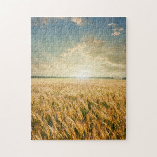 Puzzle Champ de blé au coucher du soleil
