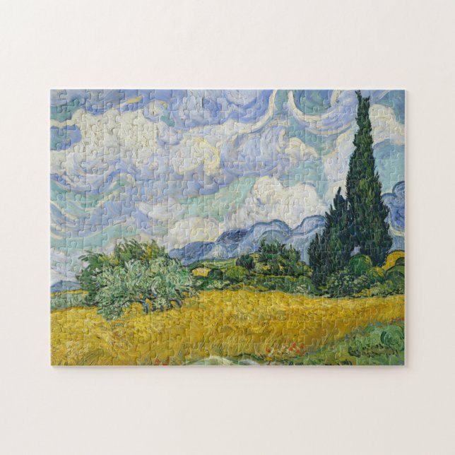 Puzzle Champ de blé Vincent Van Gogh avec Cyprès (Horizontal)