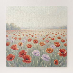 Puzzle Champ de coquelicots Prairie de fleurs sauvages