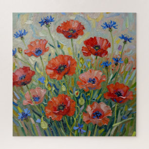 Puzzle Champ de coquelicots rouges impressionniste
