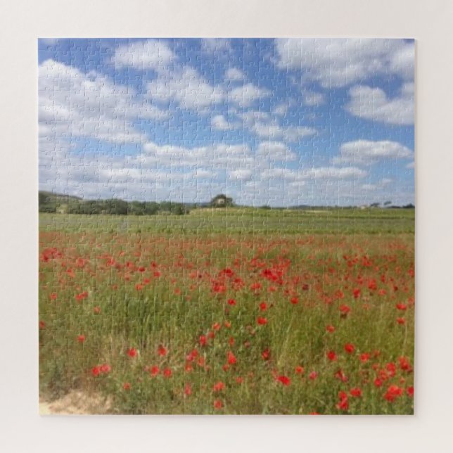 Puzzle Champ de pavot à ciel bleu et nuages (Vertical)