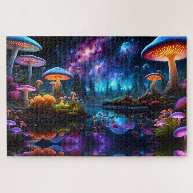 Puzzle Champignons Aliens bioluminescents sur une planète (Horizontal)