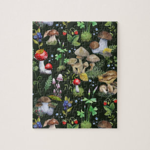 Puzzle Champignons des bois Baies Plantes vertes