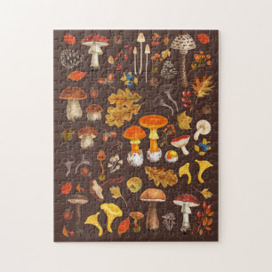 Puzzle Champignons sauvages sur brun