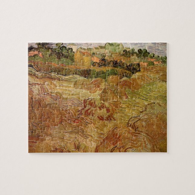 Puzzle Champs de blé avec Auvers de Vincent van Gogh (Horizontal)