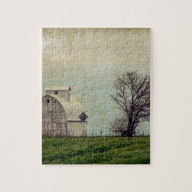 Puzzle Champs et grange de Kalona Iowa avec l'arbre (Vertical)