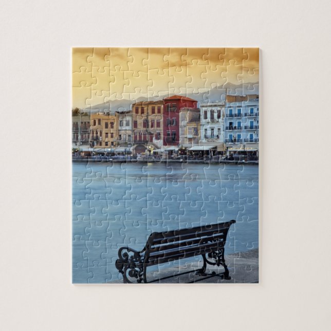 Puzzle Chania à la tombée de la nuit, Chania, Crète, Grèc (Vertical)