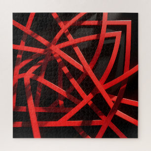 Puzzle Chaos Abstrait Géométrique Rouge