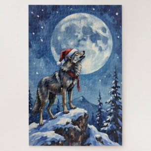 Puzzle Chapeau Loup Hurleur sous la Lune de Noël