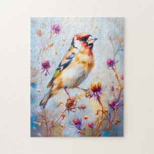 Puzzle Chardonneret en vol, style impressionniste