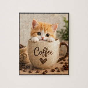 Puzzle Charme de chaton dans une tasse de café