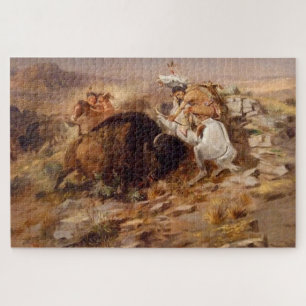 Puzzle Chasse au bison Chasseurs amérindiens C M Russell