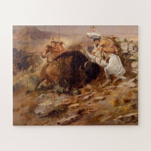 Puzzle Chasse au bison Chasseurs amérindiens C M Russell