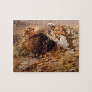 Puzzle Chasse aux bisons Chasseurs amérindiens