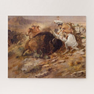 Puzzle Chasse aux bisons Chasseurs Amérindiens C M Russel
