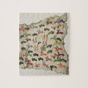Puzzle Chasse de Buffalo (colorant sur l'élan-peau)