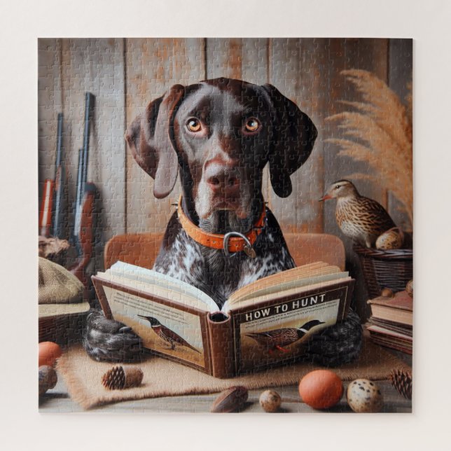 Puzzle Chasse drôle Allemande Pointer Pointer Chien (Vertical)