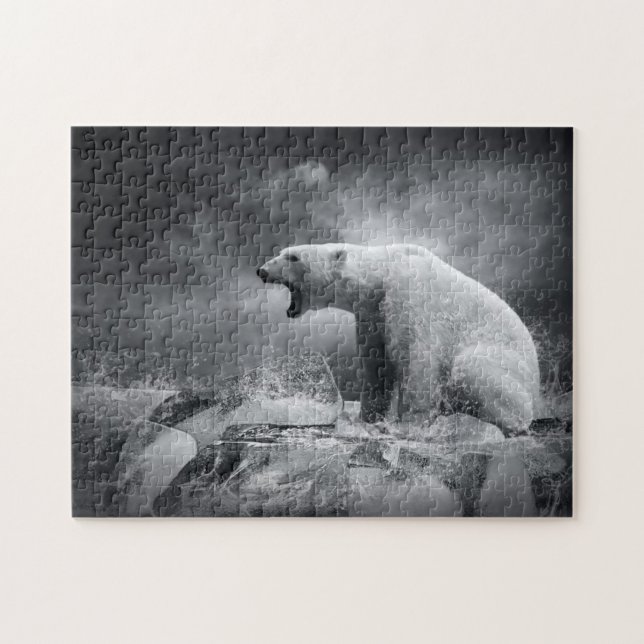 Puzzle Chasseur blanc d'ours blanc sur la glace dans (Horizontal)