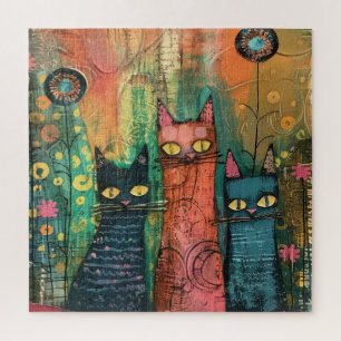 Puzzle Chat Abstrait Vintage aquarelle