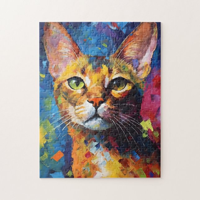 Puzzle Chat abyssinien coloré (Vertical)