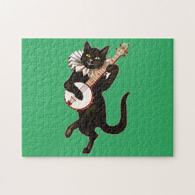 Puzzle Chat anthropomorphique Jouant Banjo (Horizontal)