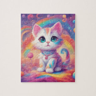 Puzzle Chat arc-en-ciel mignon
