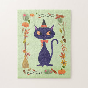 Puzzle Chat aux Sorcières d'Halloween