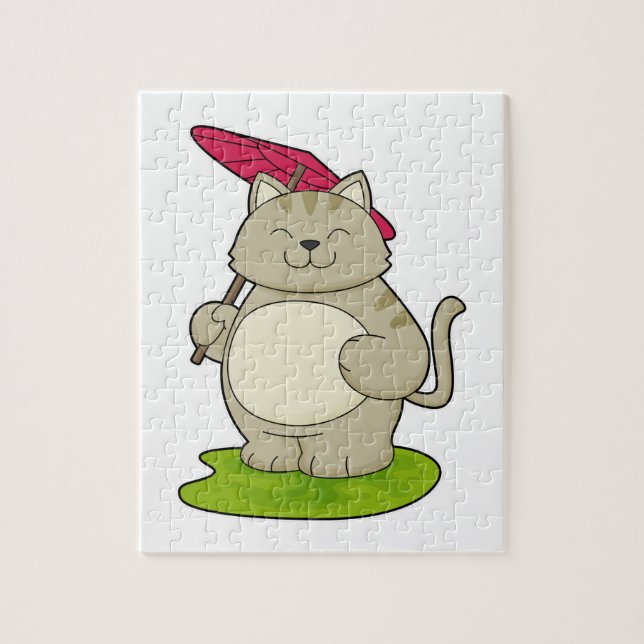 Puzzle Chat avec parapluie (Vertical)