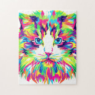 Puzzle Chat coloré - Visage -