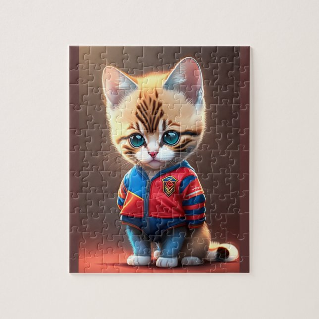 Puzzle Chat Cute Avec Équipe De Football De Barcelone T C (Vertical)