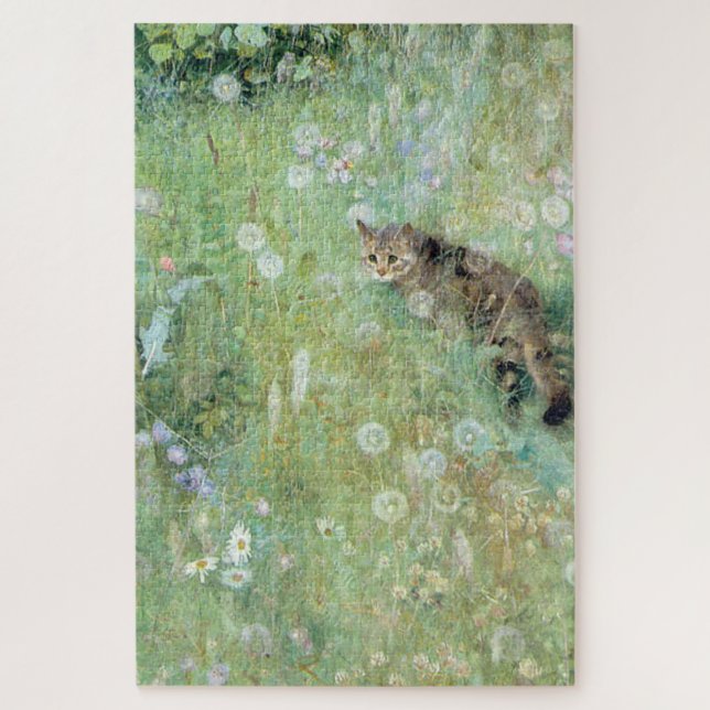 Puzzle Chat dans la prairie d'été, Bruno Liljefors (Vertical)