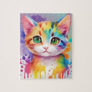 Puzzle Chat d'aquarelle de couleur