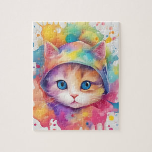 Puzzle Chat d'aquarelle de couleur
